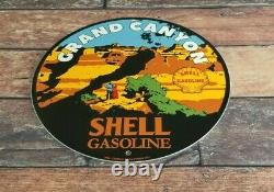 Vintage Shell Gasoline Porcelain Grand Canyon Service Station Pump Plate Sign