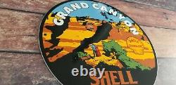 Vintage Shell Gasoline Porcelain Grand Canyon Service Station Pump Plate Sign