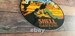 Vintage Shell Gasoline Porcelain Grand Canyon Service Station Pump Plate Sign