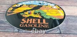 Vintage Shell Gasoline Porcelain Grand Canyon Service Station Pump Plate Sign