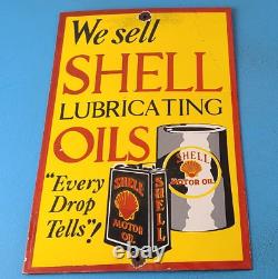 Vintage Shell Gasoline Porcelain Lubricating Motor Oil Service 15 Pump Sign