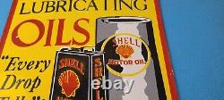 Vintage Shell Gasoline Porcelain Lubricating Motor Oil Service 15 Pump Sign