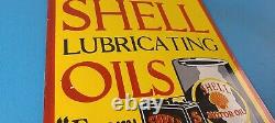 Vintage Shell Gasoline Porcelain Lubricating Motor Oil Service 15 Pump Sign