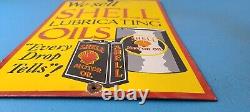 Vintage Shell Gasoline Porcelain Lubricating Motor Oil Service 15 Pump Sign