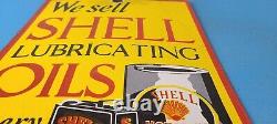 Vintage Shell Gasoline Porcelain Lubricating Motor Oil Service 15 Pump Sign