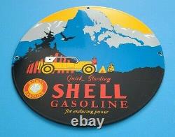 Vintage Shell Gasoline Porcelain National Park Gas & Oil Service Forest Sign