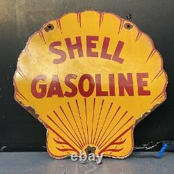 Vintage Shell Gasoline Porcelain Sign American Gas Station Motor Oil Garage Lube