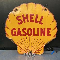 Vintage Shell Gasoline Porcelain Sign American Gas Station Motor Oil Garage Lube