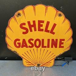 Vintage Shell Gasoline Porcelain Sign American Gas Station Motor Oil Garage Lube