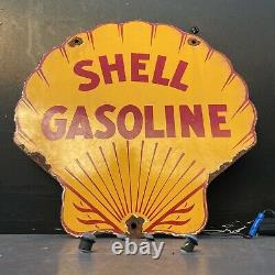 Vintage Shell Gasoline Porcelain Sign American Gas Station Motor Oil Garage Lube