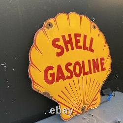 Vintage Shell Gasoline Porcelain Sign American Gas Station Motor Oil Garage Lube