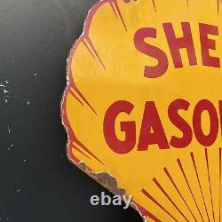 Vintage Shell Gasoline Porcelain Sign American Gas Station Motor Oil Garage Lube
