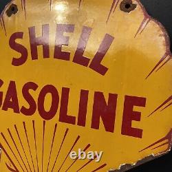 Vintage Shell Gasoline Porcelain Sign American Gas Station Motor Oil Garage Lube