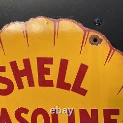 Vintage Shell Gasoline Porcelain Sign American Gas Station Motor Oil Garage Lube