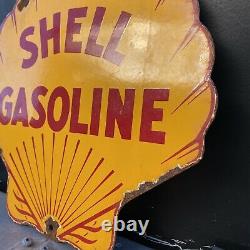 Vintage Shell Gasoline Porcelain Sign American Gas Station Motor Oil Garage Lube