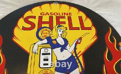 Vintage Shell Gasoline Porcelain Sign, Gas Station, Pump Plate, Motor Oil