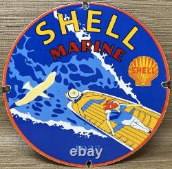 Vintage Shell Gasoline Porcelain Sign Gas Station Pump Plate Motor Oil Pin Up