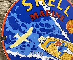 Vintage Shell Gasoline Porcelain Sign Gas Station Pump Plate Motor Oil Pin Up
