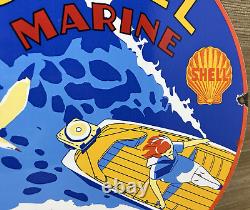 Vintage Shell Gasoline Porcelain Sign Gas Station Pump Plate Motor Oil Pin Up