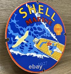 Vintage Shell Gasoline Porcelain Sign Gas Station Pump Plate Motor Oil Pin Up