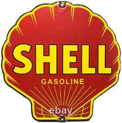 Vintage Shell Gasoline Porcelain Sign Gas Station Pump Plate Motor Oil Service