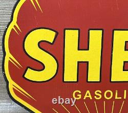 Vintage Shell Gasoline Porcelain Sign Gas Station Pump Plate Motor Oil Service