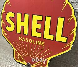 Vintage Shell Gasoline Porcelain Sign Gas Station Pump Plate Motor Oil Service