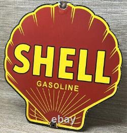 Vintage Shell Gasoline Porcelain Sign Gas Station Pump Plate Motor Oil Service