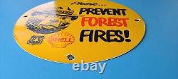 Vintage Shell Gasoline Porcelain Smokey Bear Forest Fires Service Service Sign