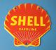 Vintage Shell Gasoline Sign Gas Oil Pump Porcelain Small Man Cave Wall Sign