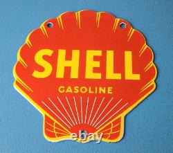 Vintage Shell Gasoline Sign Gas Oil Pump Porcelain Small Man Cave Wall Sign