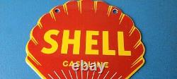 Vintage Shell Gasoline Sign Gas Oil Pump Porcelain Small Man Cave Wall Sign