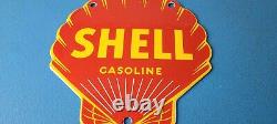 Vintage Shell Gasoline Sign Gas Oil Pump Porcelain Small Man Cave Wall Sign