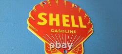 Vintage Shell Gasoline Sign Gas Oil Pump Porcelain Small Man Cave Wall Sign