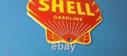 Vintage Shell Gasoline Sign Gas Oil Pump Porcelain Small Man Cave Wall Sign