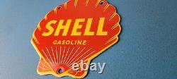 Vintage Shell Gasoline Sign Gas Oil Pump Porcelain Small Man Cave Wall Sign