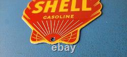 Vintage Shell Gasoline Sign Gas Oil Pump Porcelain Small Man Cave Wall Sign