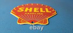 Vintage Shell Gasoline Sign Gas Oil Pump Porcelain Small Man Cave Wall Sign