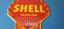 Vintage Shell Gasoline Sign Gas Oil Pump Porcelain Small Man Cave Wall Sign