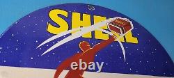 Vintage Shell Gasoline Sign Product Launch Gas Service Station Porcelain Sign
