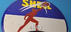 Vintage Shell Gasoline Sign Product Launch Gas Service Station Porcelain Sign