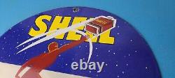 Vintage Shell Gasoline Sign Product Launch Gas Service Station Porcelain Sign