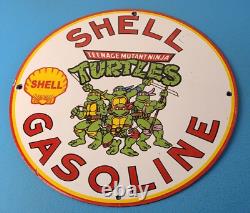 Vintage Shell Gasoline Sign Teenage Mutant Ninja Turtles Gas Porcelain Sign