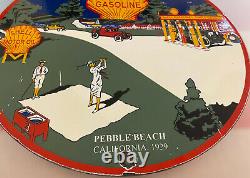 Vintage Shell Motor Oil Porcelain Sign Gas Station Pump Plate Golf Pebble Beach