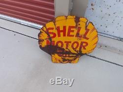 Vintage Shell Oil Double Sided Porcelain Sign Clamshell GAS SODA 25 x 24