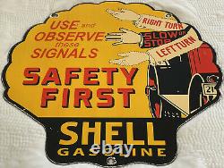 Vintage Shell Oil Porcelain Sign Gas Station Safety Advisory Prevent Forest Fire