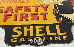 Vintage Shell Oil Porcelain Sign Gas Station Safety Advisory Prevent Forest Fire