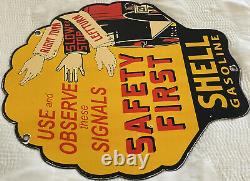 Vintage Shell Oil Porcelain Sign Gas Station Safety Advisory Prevent Forest Fire