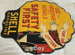 Vintage Shell Oil Porcelain Sign Gas Station Safety Advisory Prevent Forest Fire