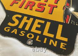 Vintage Shell Oil Porcelain Sign Gas Station Safety Advisory Prevent Forest Fire